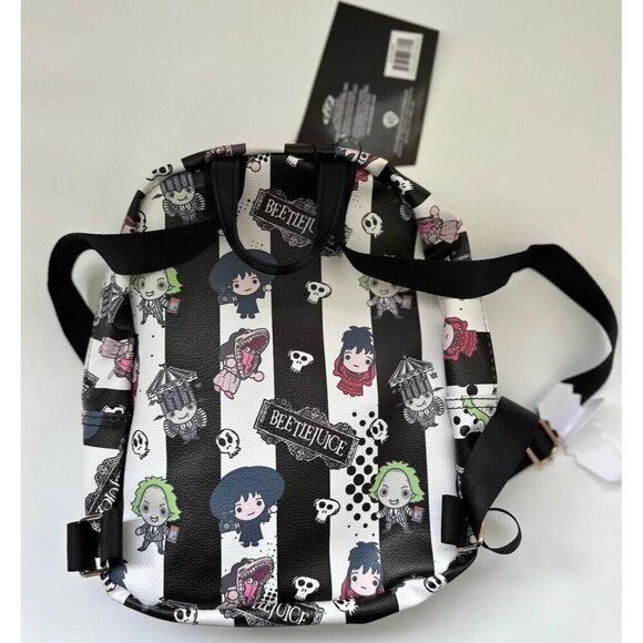 Beetlejuice Mini Backpack Double Shoulder Strap Bag Purse NWT Goth - Picture 2 of 2